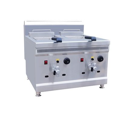 Hoge productiviteit 38 kg dubbele cilinder deep fry-machine voor gebakken kip en friet