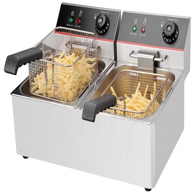 Commerciële keuken Elektrische dubbele tanks Dubbele manden Gebakken machine voor snackapparatuur