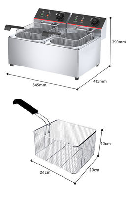 Oververwarmingsbescherming 2 tanks 2 manden automatische fritmachine voor restaurantapparatuur