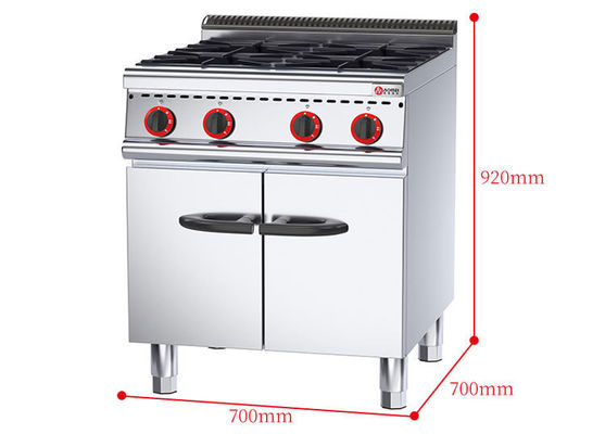 Commerciële keuken roestvrij staal 4 branders met kast en OEM ODM-diensten