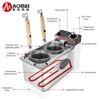 2kW elektrisch roestvrij staal automatische pasta-koker mand/noedels kookmachine TEN-2