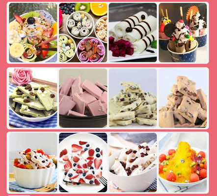 Bevroren yoghurt zacht serveren Dubbele plaat gebakken ijs rollen machine voor de snackindustrie