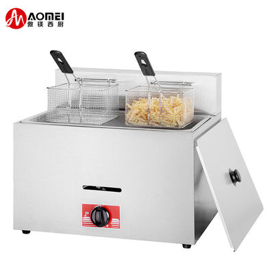Multifunktioneel 12L commercieel 1 tank 2 basket tafeltop roestvrij staal Lpg gas fryer