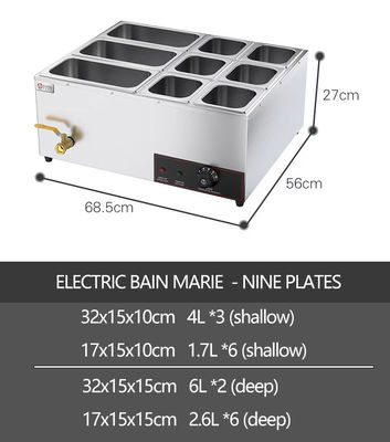 Commerciële apparatuur voor horeca Elektrische toonbank bovenop voedselverwarmer voor hotel restaurant