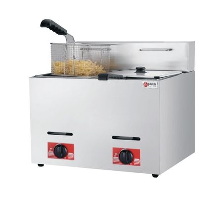 Gas aangedreven 6L 6L commercieel roestvrij staal 2 tanks Lpg deep fryer voor snel koken