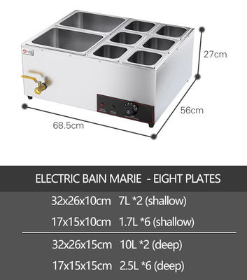Commerciële soep van roestvrij staal Bain Marie Food Warmer voor Hotel Restaurant Buffet