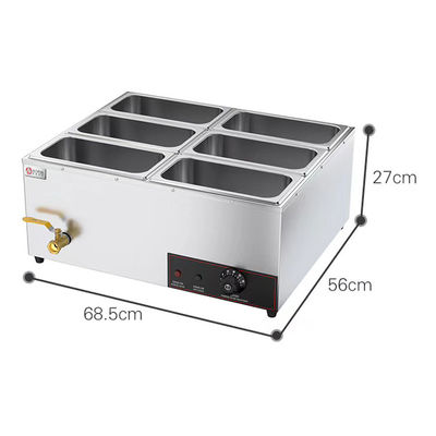 Roestvrij staal 6-pan elektrische bad Marie Buffet Warmer voor de voedingsindustrie