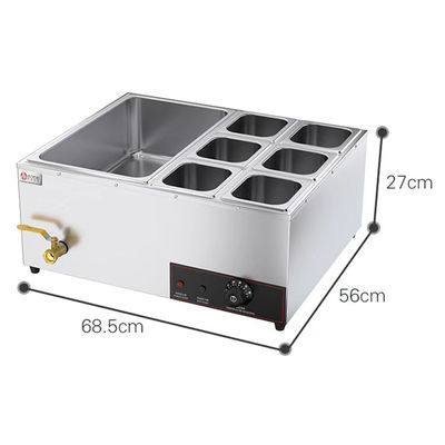 Roestvrij staal 6-pan elektrische bad Marie Buffet Warmer voor de voedingsindustrie