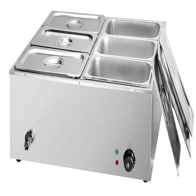 1500W elektrische voedselverwarmer Bain Marie met 6 tanks en verpakking Grootte 730*630*280mm
