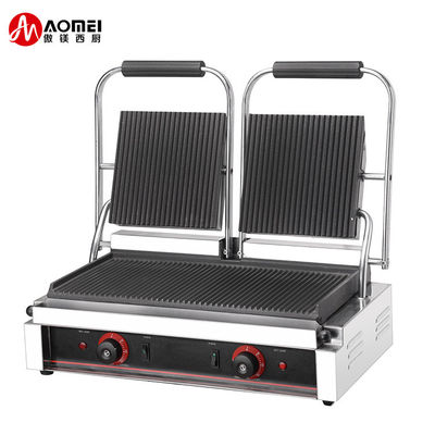 3600W Commerciële tafeltop contactgrill Sandwich Press Panini grill in zwart zilver
