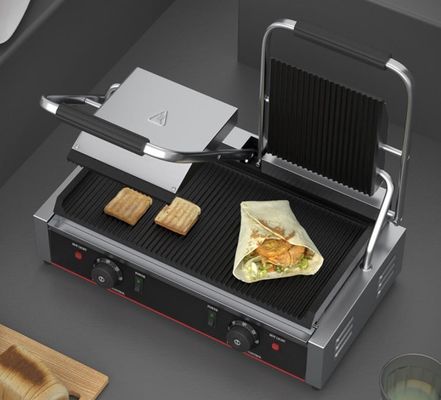 3600W Commerciële tafeltop contactgrill Sandwich Press Panini grill in zwart zilver