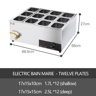 Restaurant Catering Keuken Industrie Elektrisch Bad Marie Voedsel Warmer Display in zilver