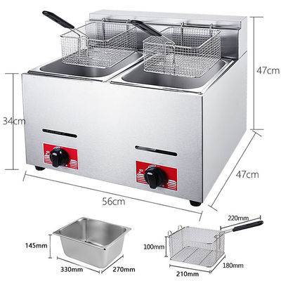 Roestvrij staal 201/304 Industriële gascontact deep fryers voor commerciële horeca
