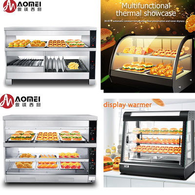 1200x530x580mm Zwart gebogen glas voedsel display Warmer voor warm eten verwarming showcase