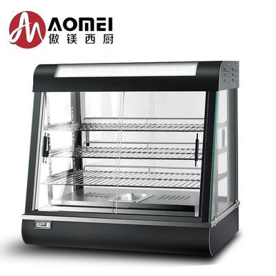 Voedselverwarmer met LED-licht 660x440x630mm Zwarte taartkast en conservering