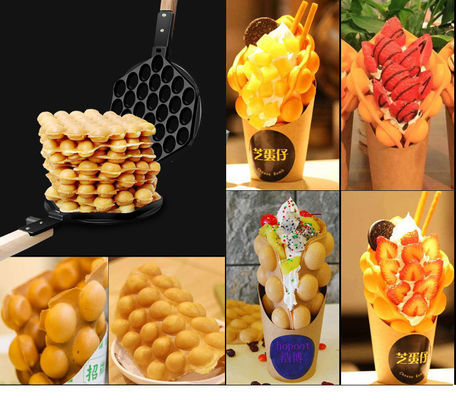220V commerciële elektrische bubbelwafelmachine voor Hong Kong-stijl Belgische eierwaffels