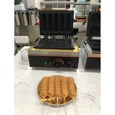 Bakken wafel taart brood Custom Commerciële elektrische maïs hotdog wafelmaker met 6 stokken 400x264x230mm