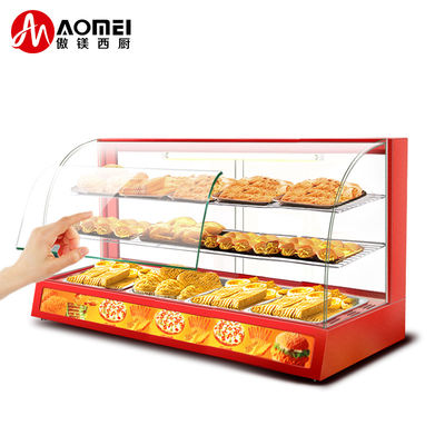 Professionele elektrische rood glas voedingswarmer display showcase met gehard glas