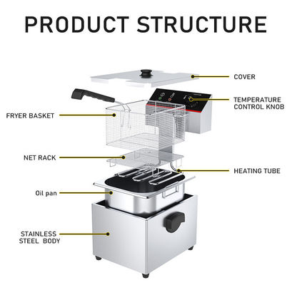 6L Electric Turkey Fryer Tornado Potato Deep Fryer voor restaurant in Food Beverage