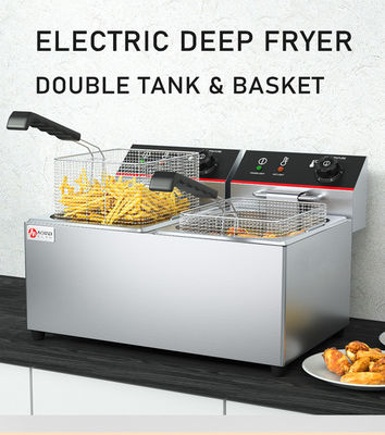 Elektrische 12 liter commerciële dubbele manden Deep Fryers Machine voor uw food service