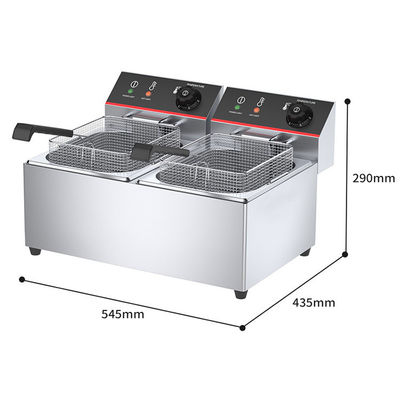 220V elektrische commerciële fritur 6L 6L voor restaurant 2 tanks 2 manden Kip aardappelchips
