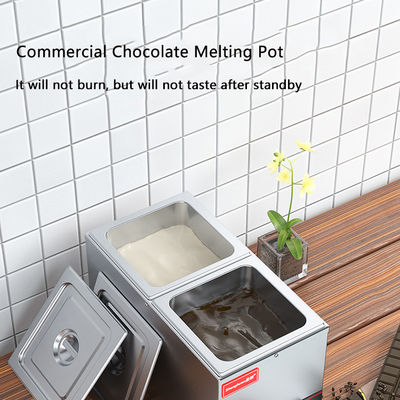 6.5 kg capaciteit Multifunctionele chocolade-temperingsmachine van roestvrij staal met 2 tanks