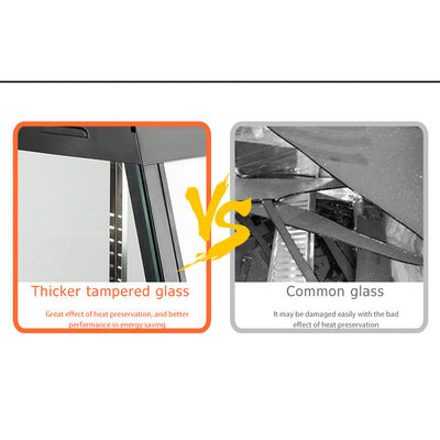 Multifunktioneel commercieel glas voedselwarmer display vitrine voor uw keuken behoeften
