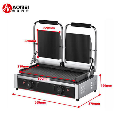 Roestvrij staal broodje enkel Panini Grill Elektrische contactgrill voor hotel 11KG