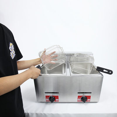 6L 6L dubbeltank gasfrituur voor het maken van voedsel op tafel in commerciële keukens