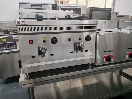 Hoge 18L 18L industriële grote diepfryer gasfryer machine met 2 tank en 2 mand