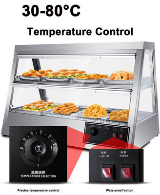 43 kg roestvrij staal voedsel display warmer showcase 1.6KW elektrische warme voedsel warmer