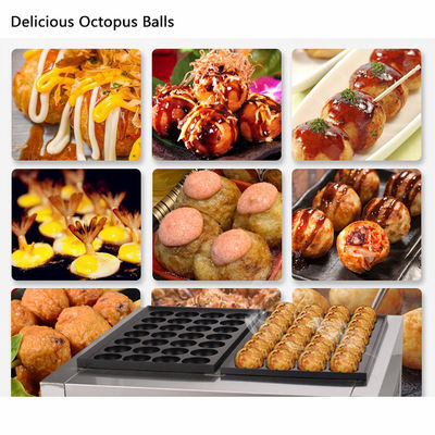220V elektrische takoyaki machine voor het koken van octopus ballen op vis pellet grill