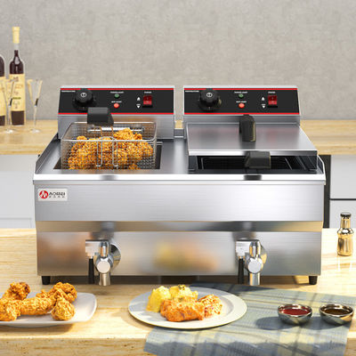 Dubbele tank 13L 13L Elektrische Donut Fryer Roestvrij staal diepfryer voor het maken van voedsel