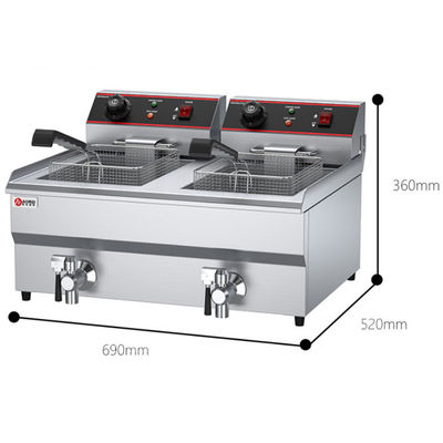 Dubbele tank 13L 13L Elektrische Donut Fryer Roestvrij staal diepfryer voor het maken van voedsel