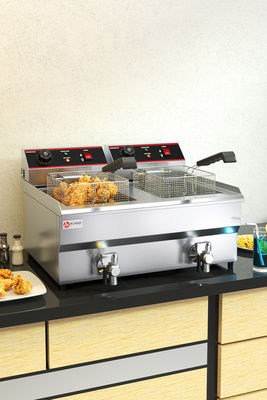 Dubbele tank 13L 13L Elektrische Donut Fryer Roestvrij staal diepfryer voor het maken van voedsel