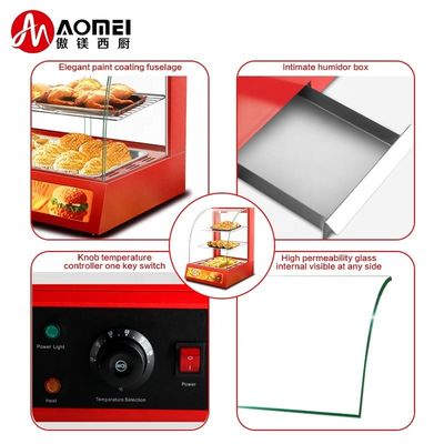 Commerciële mini elektrische voedingsdisplay Warmer Showcase met drie lagen 380x460x600mm