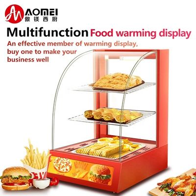 Commerciële mini elektrische voedingsdisplay Warmer Showcase met drie lagen 380x460x600mm