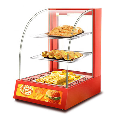 Commerciële mini elektrische voedingsdisplay Warmer Showcase met drie lagen 380x460x600mm