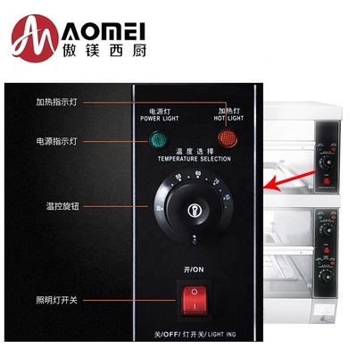 Elektrisch aangedreven commercieel 2 laag warm voedsel display Warmer voor het warm houden van voedsel