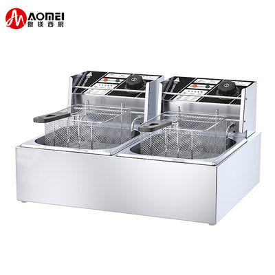 Commerciële dubbele mand elektrische deep fryer 6L 6L roestvrij staal frietmachine