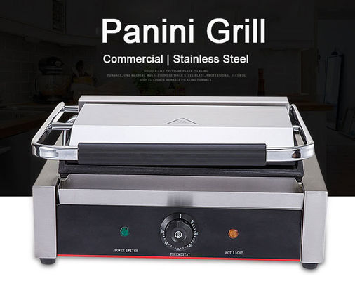220V commercieel roestvrij staal enkel contact grill Elektrische Panini Sandwich Press