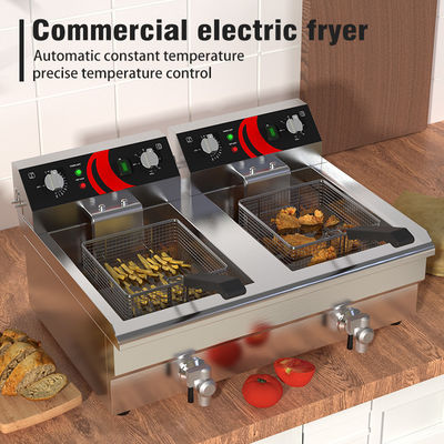 12L dubbele tank elektrische frituremachine Deep Fryer Pot met mandgrootte 210*220*120mm