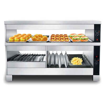 3 in 1 Combo Cabinet Food Warmer Display Roestvrij staal Acryl tafelblad Commercieel