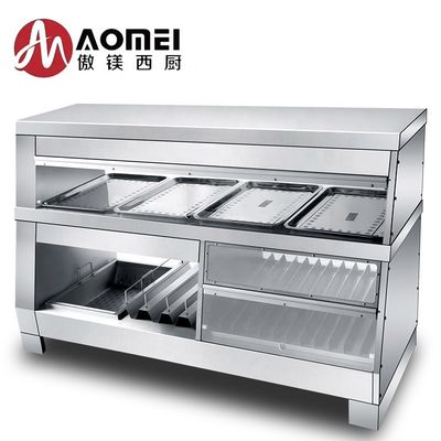 3 in 1 Combo Cabinet Food Warmer Display Roestvrij staal Acryl tafelblad Commercieel