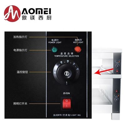 3 in 1 Combo Cabinet Food Warmer Display Roestvrij staal Acryl tafelblad Commercieel
