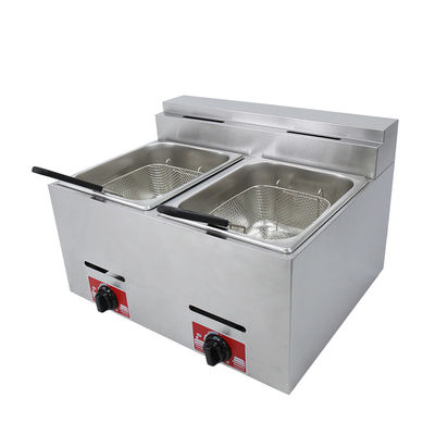 Roestvrij staal 2 tanks 2 manden LPG deep fryer voor commercieel gas gebak 12L capaciteit
