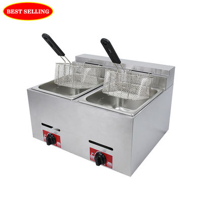 Roestvrij staal 2 tanks 2 manden LPG deep fryer voor commercieel gas gebak 12L capaciteit