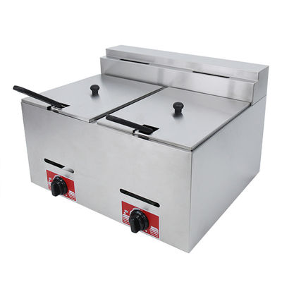 Roestvrij staal 2 tanks 2 manden LPG deep fryer voor commercieel gas gebak 12L capaciteit