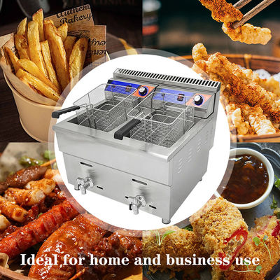 220V dubbele tank gas deep fryer machine voor fast food restaurant roestvrij staal kip fryer