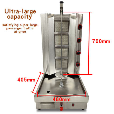 2/3/4 Branders Gas Type LPG/NG Roterende Shawarma Grill voor hoogproductieve kebab maken